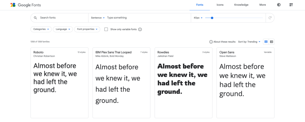 google fonts library