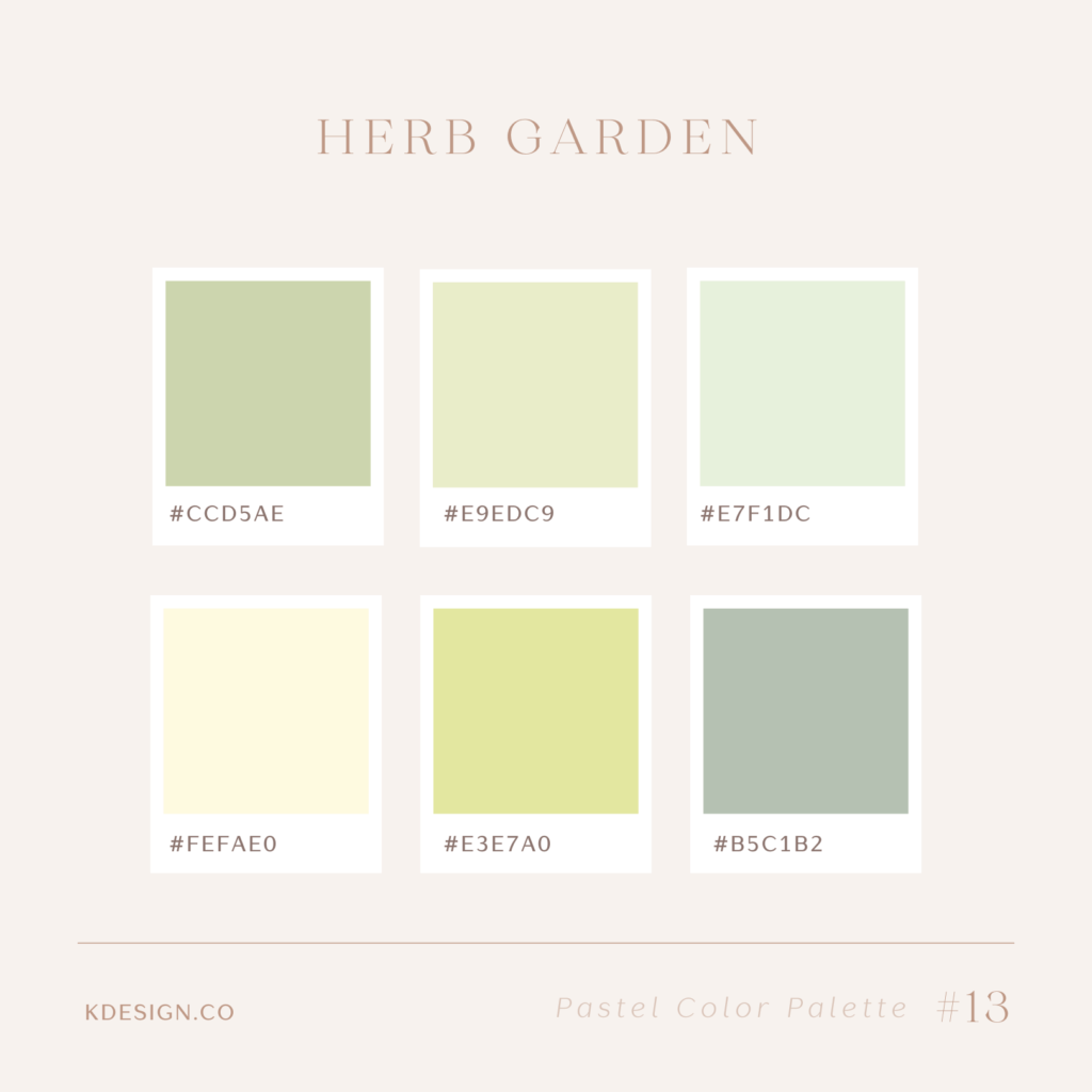 pastel green color palette with spring greens and soft yellows