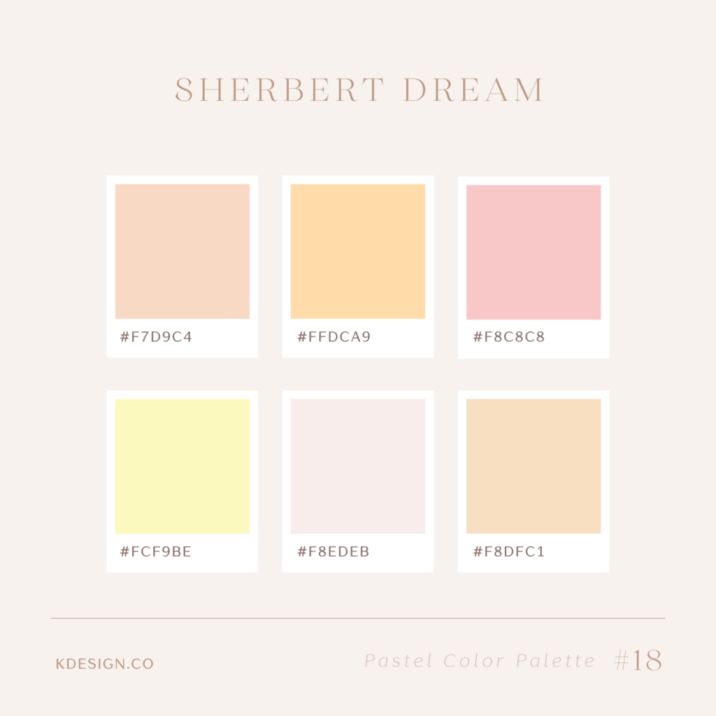 orange, yellow and pink pastel color codes