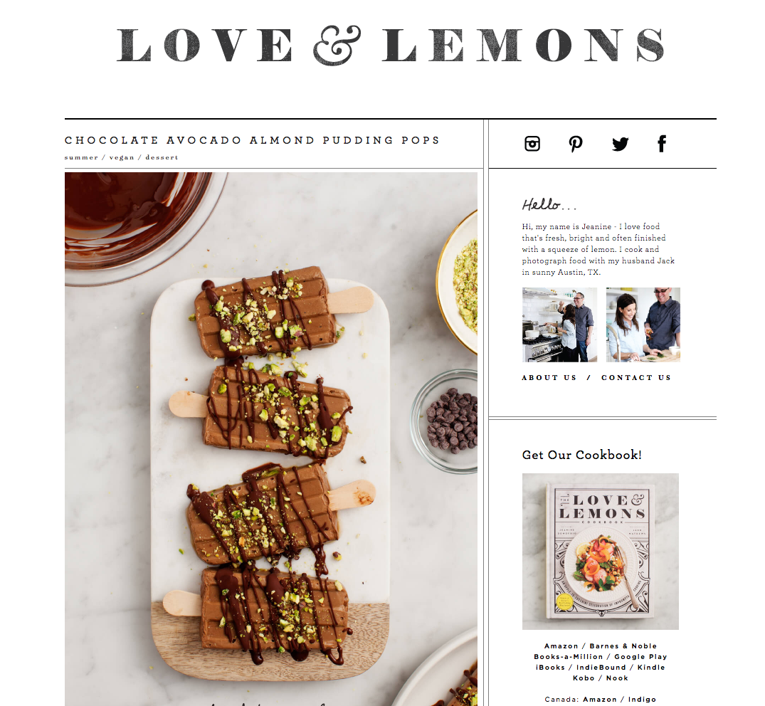 love and lemons blog sidebar design