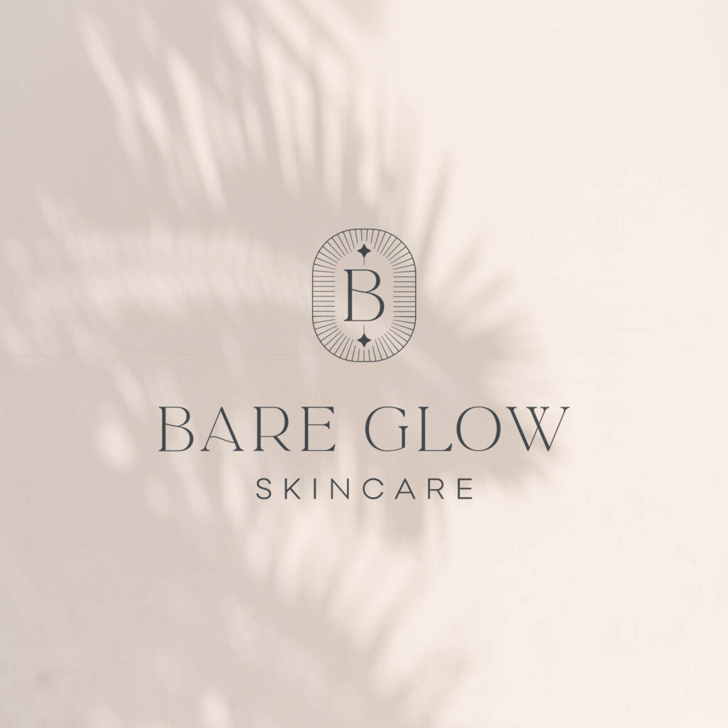 bare glow skincare logo design, primary logo design