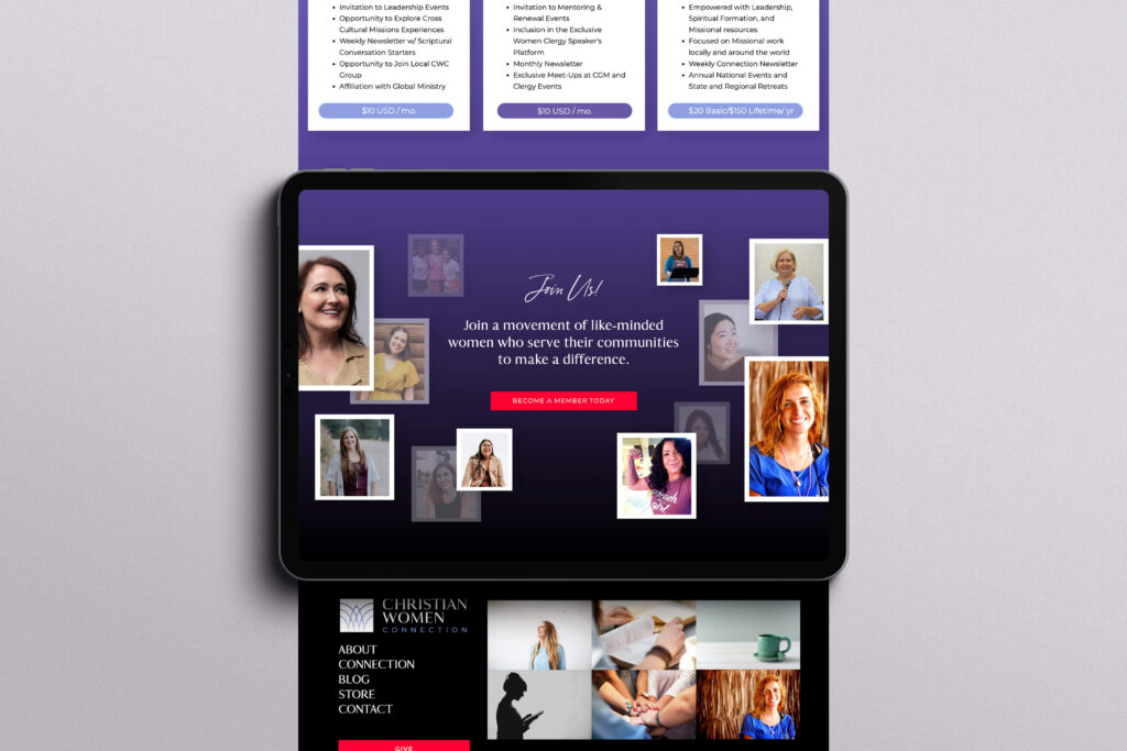 Christian women connection membership page design