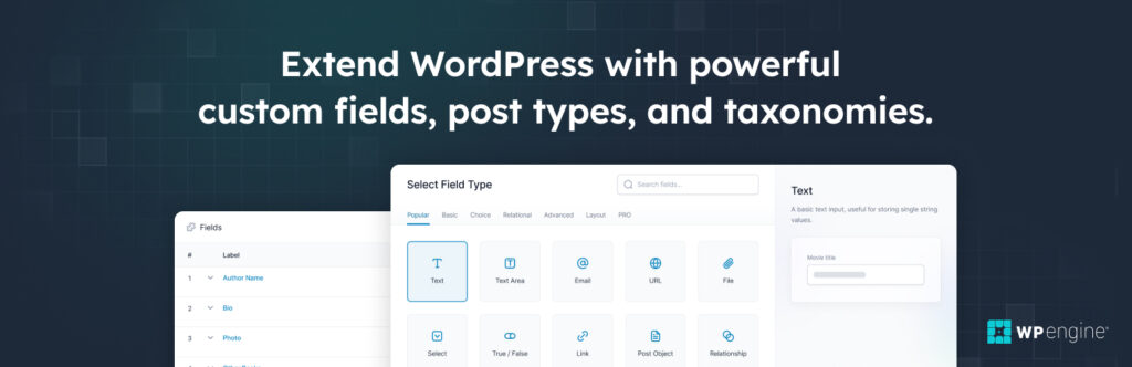 advanced custom fields - extend wordpress with powerful custom fields, post types and taxonomies