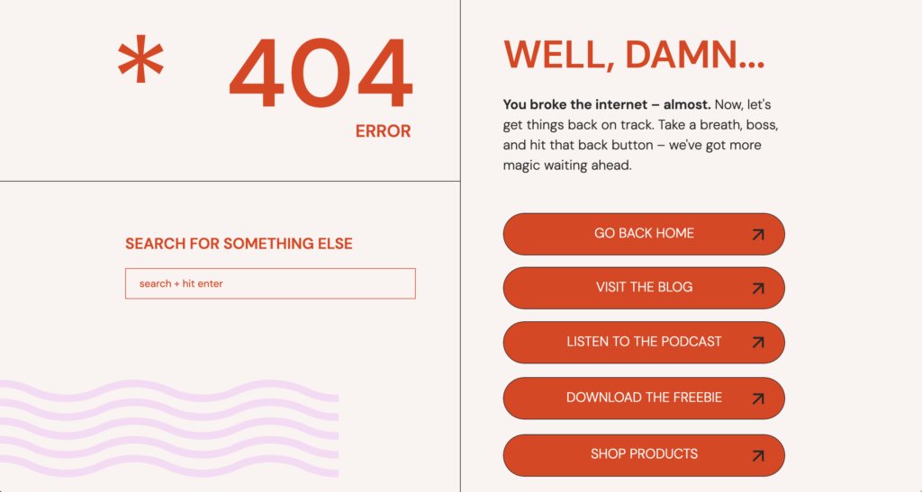 becca showit website template 404 error page