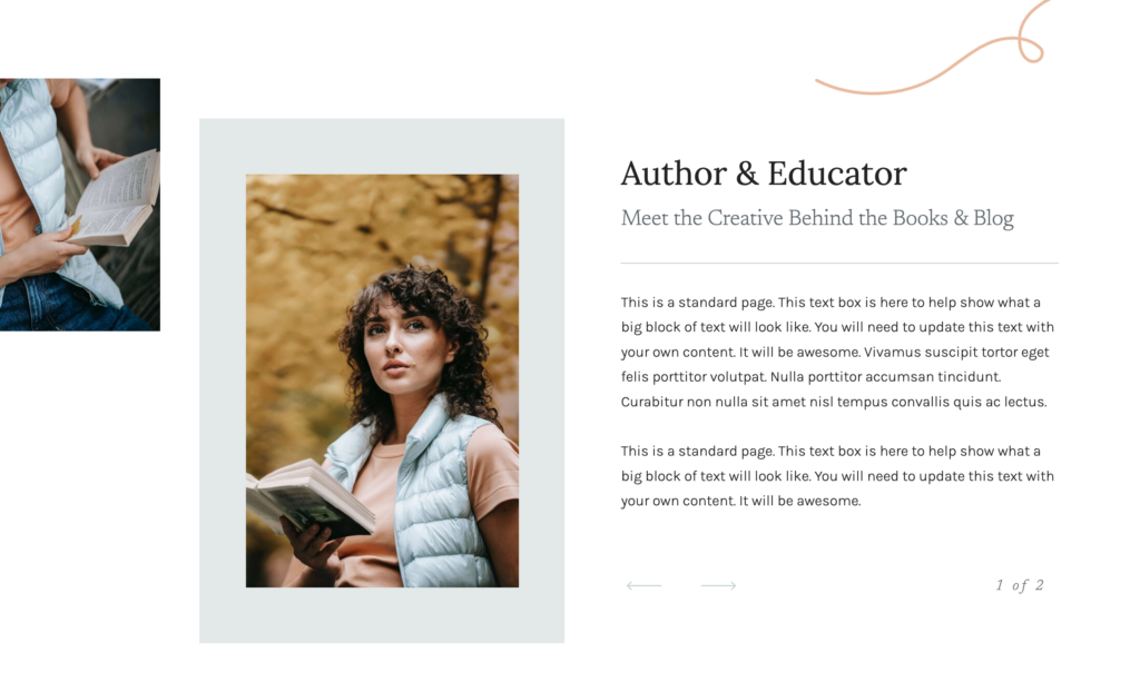 about me page for a speaker + author from our Jenny Showit template