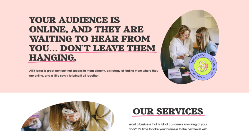 Social Savvy services page design