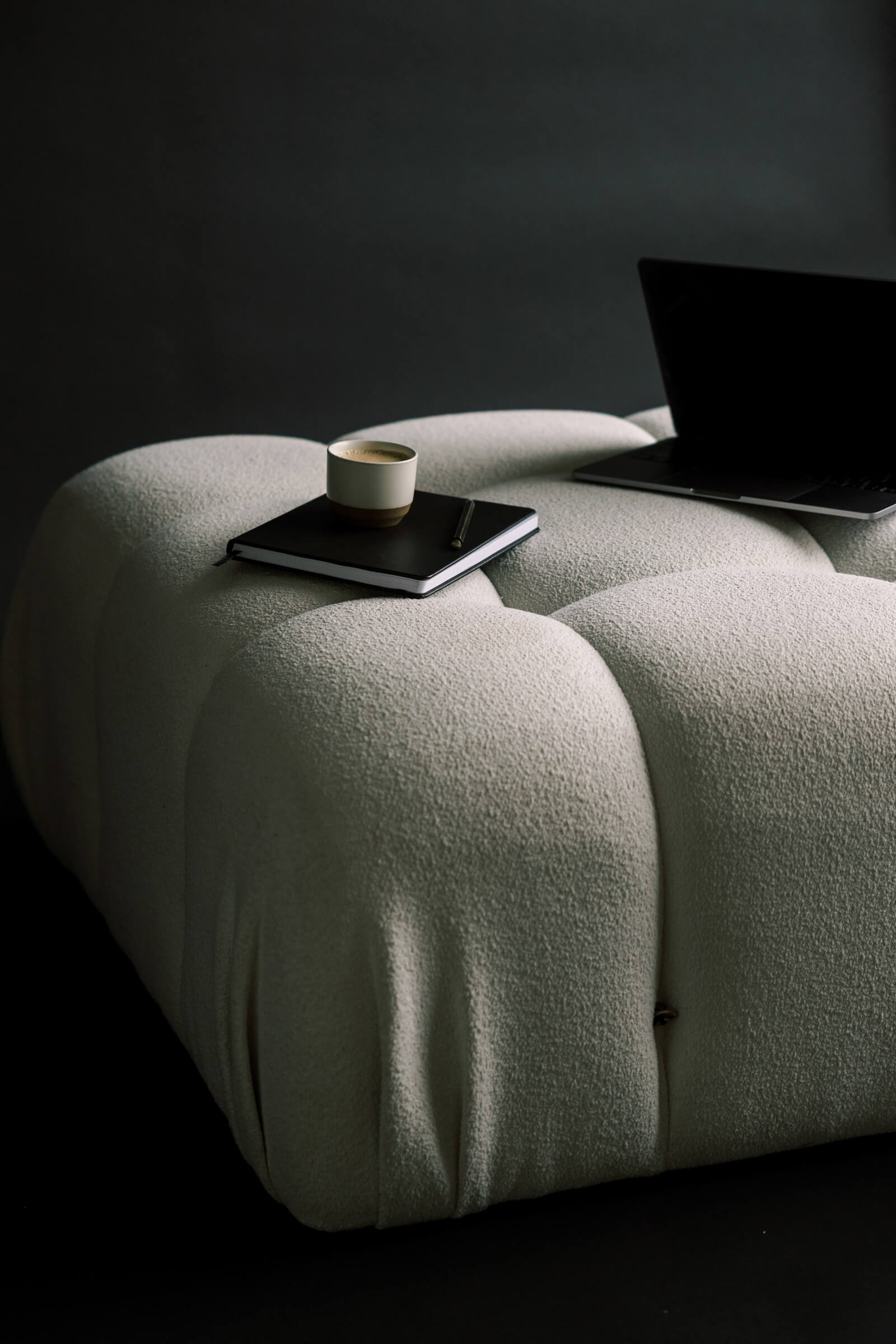 showit website on a dark laptop cozy chic couch