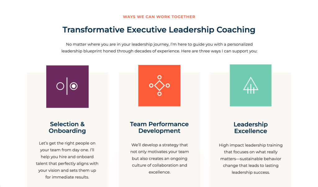 melissa greenwell, executive leadership coach, website design