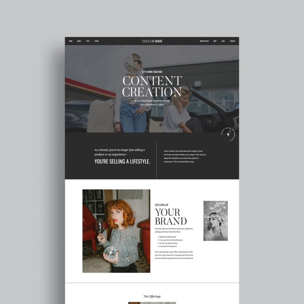 taylor made showit template by hey hello studio