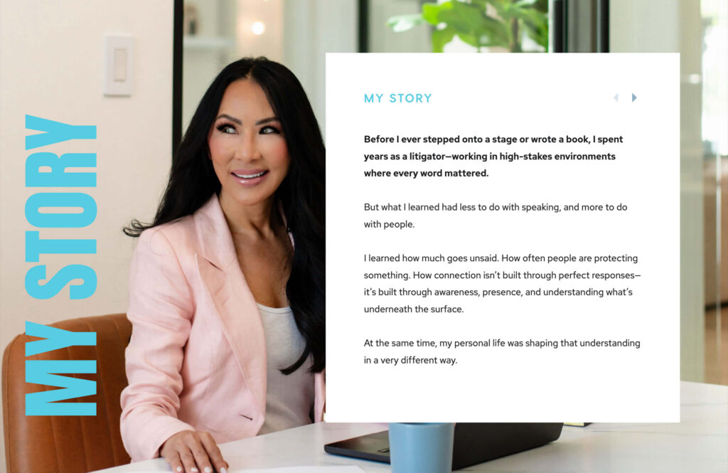 about page design for Shari Leid, author and speaker, my story