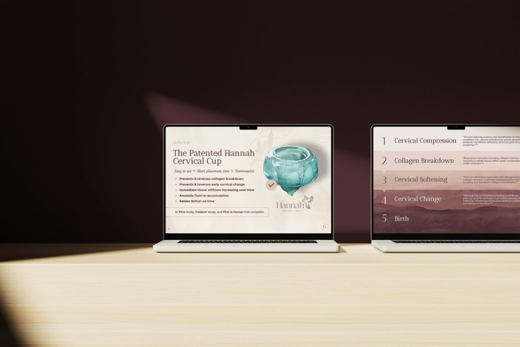 hannah cervical cup, pitch deck design